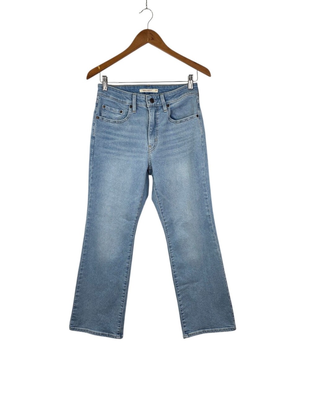 Levis 725 Jeans Women 27 Blue Boot Cut High Rise Stretch Denim Crop Jeans 27×27